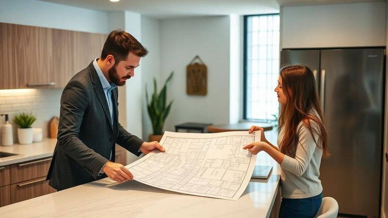 Agent montrant les plans d'un appartement – Loi ELAN et formation continue immobilier : ce qui a changé